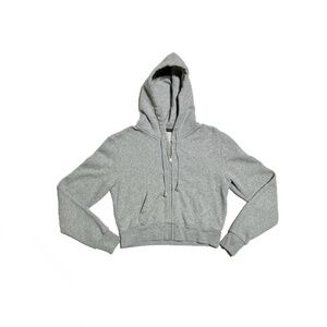 Cropped 'Crystal' Zip Up Brandy Melville John Galt Heather Grey Hoodie